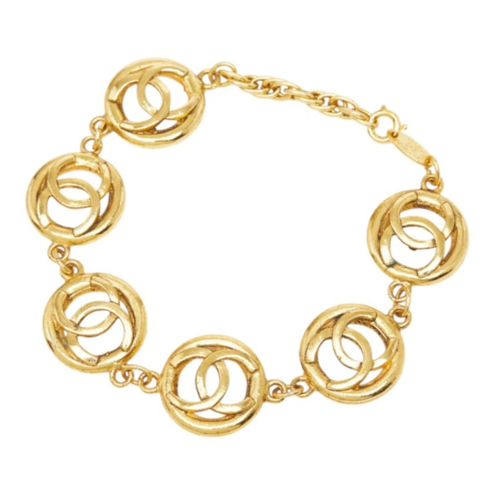 Chanel Coco Mark Vintage Chain Bracelet, Round, Gold Plated, Women's CHANEL